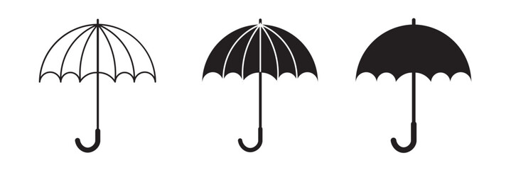 Umbrella icon set. Protection parasol symbol. Vector illustration isolated on white background