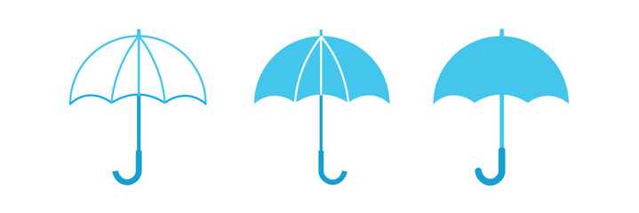 Umbrella icon set. Protection parasol symbol. Vector illustration isolated on white background