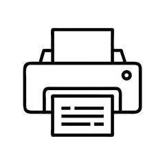 Printer device with paper printing in minimal line art style  