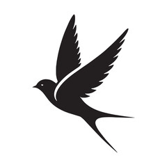 Classic Swallow Silhouette – Swallow Vector Art Highlighting Iconic Bird Shape – Swallow Illustration – Bird Silhouette – Silhouette of Swallow

