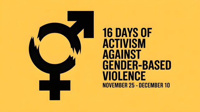 Vector illustration on the theme of Activism against gender based violence from 25th November to 10th December.