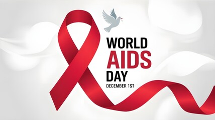 World Aids Day. Minimalist background with red ribbon and Luxury Style. Designed for web, banner, background, wallpaper, flyer, template, presentation, backdrop, etc. Suitable for your business.