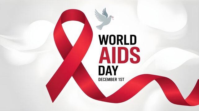 World Aids Day. Minimalist background with red ribbon and Luxury Style. Designed for web, banner, background, wallpaper, flyer, template, presentation, backdrop, etc. Suitable for your business.