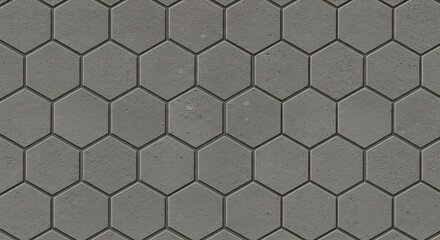 A repeating pattern of gray hexagonal paving stones tightly fitted together, creating a textured surface.