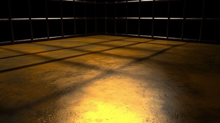 A room with a black wall and a gold floor.