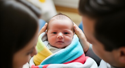 Newborn Baby Held by Loving Parents: A Tender Moment