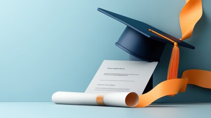 Stylized illustration of diploma and certificate in bold lines and vibrant colors.