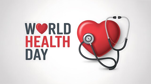 World health day with a red heart and stethoscope