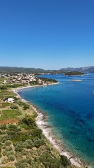Aerial drone view of boats and ships in the adriatic sea croatia south east europe balkans