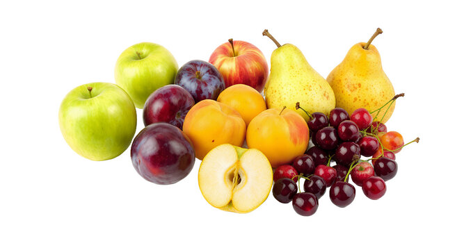 Fresh Fruit Assortment on White Background
