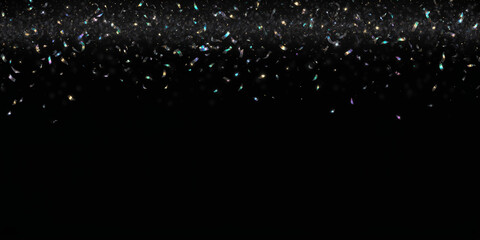 Silver Confetti Falling Isolated on a Black Background for Celebrations