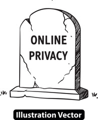 Tombstone illustration representing the death of online privacy and loss of data security