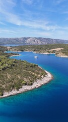 Fototapeta premium Aerial drone view of boats and ships in the adriatic sea croatia south east europe balkans