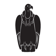 Monochrome Vulture Silhouette – Vulture Vector Editable for Digital Artwork – Vulture Illustration – Bird Silhouette – Silhouette of Vulture

