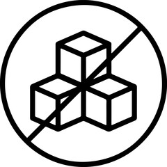 Symbol indicating no sugar or sweetener allowed in food or drink