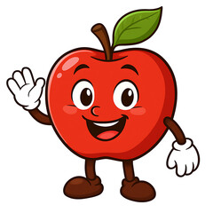 Smiling apple cartoon character isolated on transparent background