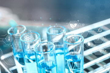 Biotechnology, ai and dna  medical research genetics development science chemistry in laboratory