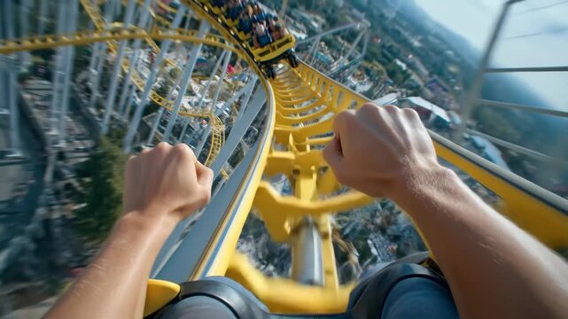 Experience the Ultimate Thrill on a High-Speed Roller Coaster Ride at an Amusement Park