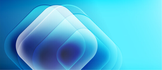 Abstract blue layers create rounded square shape. Gradient effect suggests depth, light, modern design. Minimalist composition.