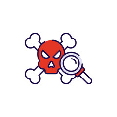 Skull Search icon design with white background stock illustration