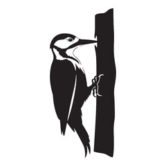Artistic Woodpecker Silhouette – Woodpecker Vector Printable for Crafts and Posters – Woodpecker Illustration – Bird Silhouette – Silhouette of Woodpecker

