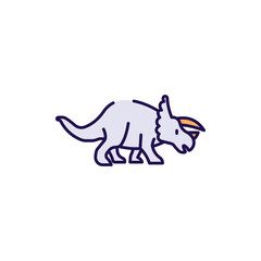 Triceratops icon design with white background stock illustration