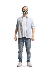 Naklejka premium Young man wearing a gas maks