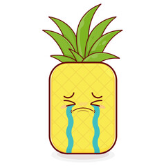 pineapple crying face cartoon cute