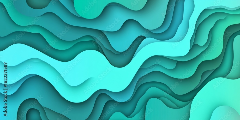 Wall mural elegant gradient abstract curve texture featuring seafoam green and blue wave pattern design