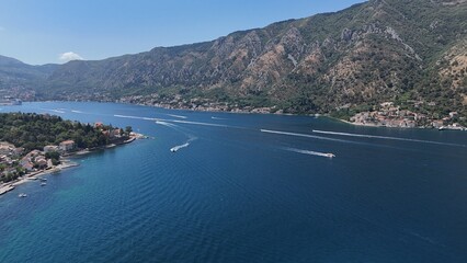 Kotor town city Montenegro drone aerial view bay balkans south east europe
