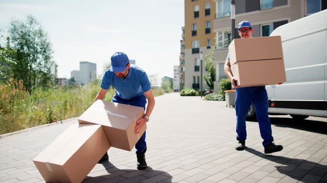 Man Dropping Packages, Boxes Damaged