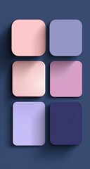 Abstract graphic design of six softly colored square buttons on a dark background