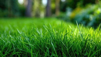 Close-up of vibrant green grass in a garden