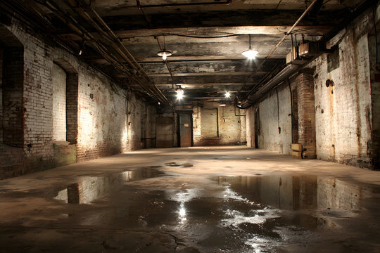 Grungy warehouse basement