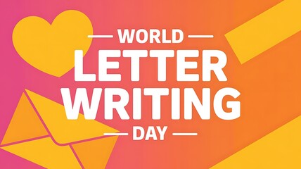 World letter writing day celebration with heart and envelope design