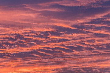 Cloudscape during sunset in Warsaw city, Poland
