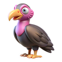 Obraz premium Cute cartoon vulture character 3d render isolated on transparent background