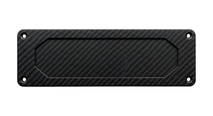 Sleek carbon fiber frame with central cutout and mounting holes, offering modern industrial appeal
