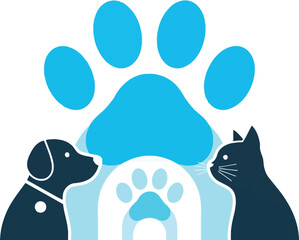 Dog and cat logo design for pet care veterinary or animal shelter services icon