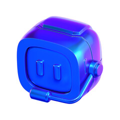 Futuristic Shiny Blue Robot Head with Face Expression Icon Graphic