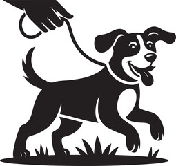 silhouette of a man with a dog