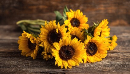 Sunflowers in a rustic setting