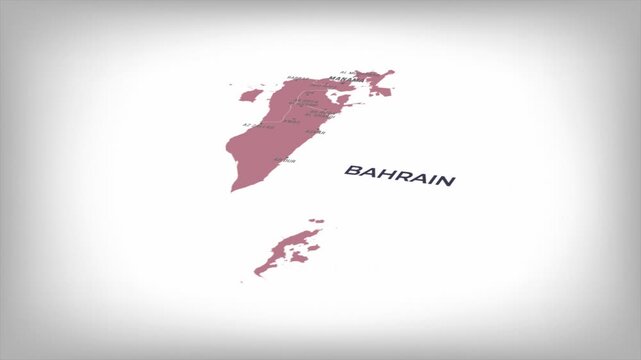 Animated Map of BAHRAIN with states Borders and Major Cities Positions