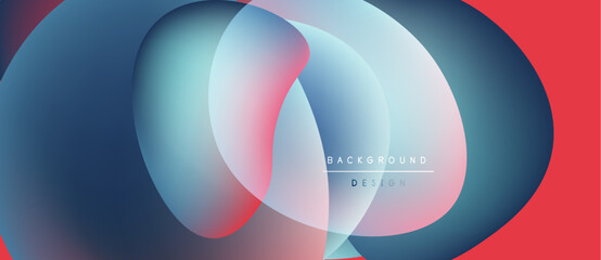 Abstract design features overlapping circles. Colors blendblues, reds, turquoise. Minimalist text reads background design. Modern, vibrant aesthetic.