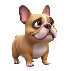 Naklejka premium Adorable 3D French Bulldog Puppy Cartoon Character for Kids and Creators.