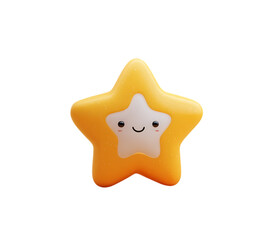 3D rendering of a cartoon gold star icon