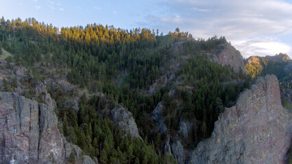 Aerial view of Tower Rock State Park in June