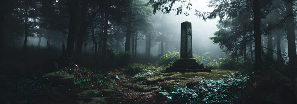 Dark Horror Forest gravestone background.