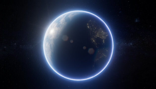 3D view of Earth in cosmos