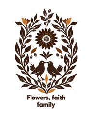 Obraz premium Floral design with birds symbolizing family and faith